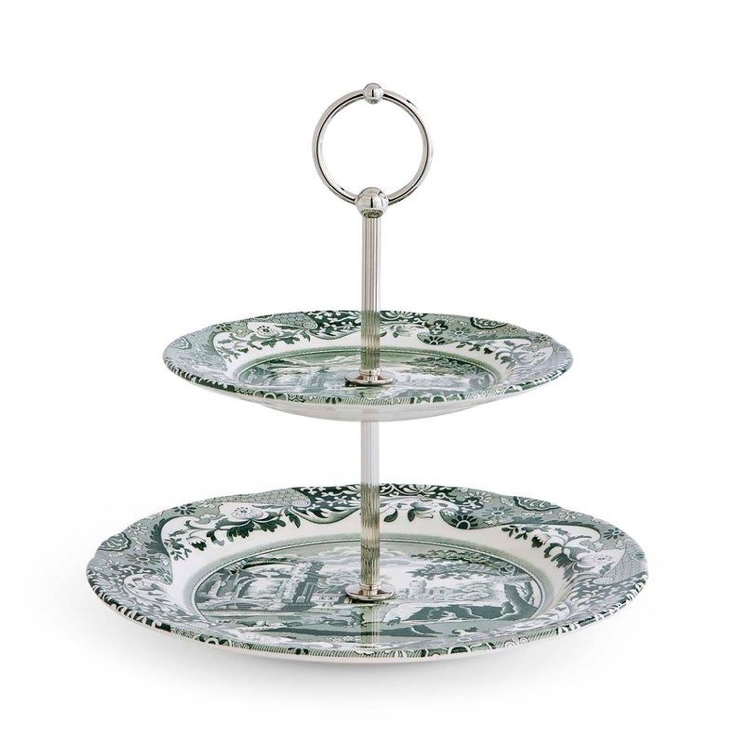 Spode Heritage Green Italian 2 Tier Cake Stand 27 x 20 cm