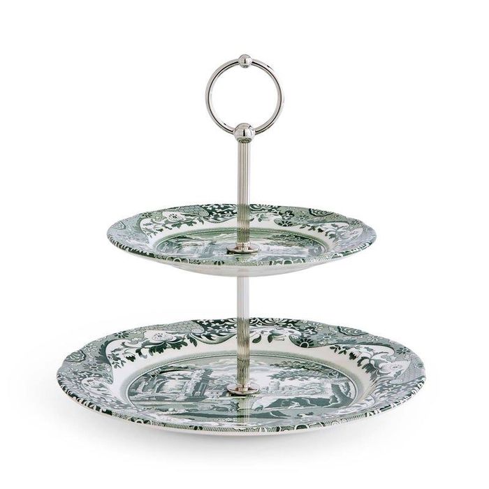 Spode Heritage Green Italian 2 Tier Cake Stand 27 x 20 cm