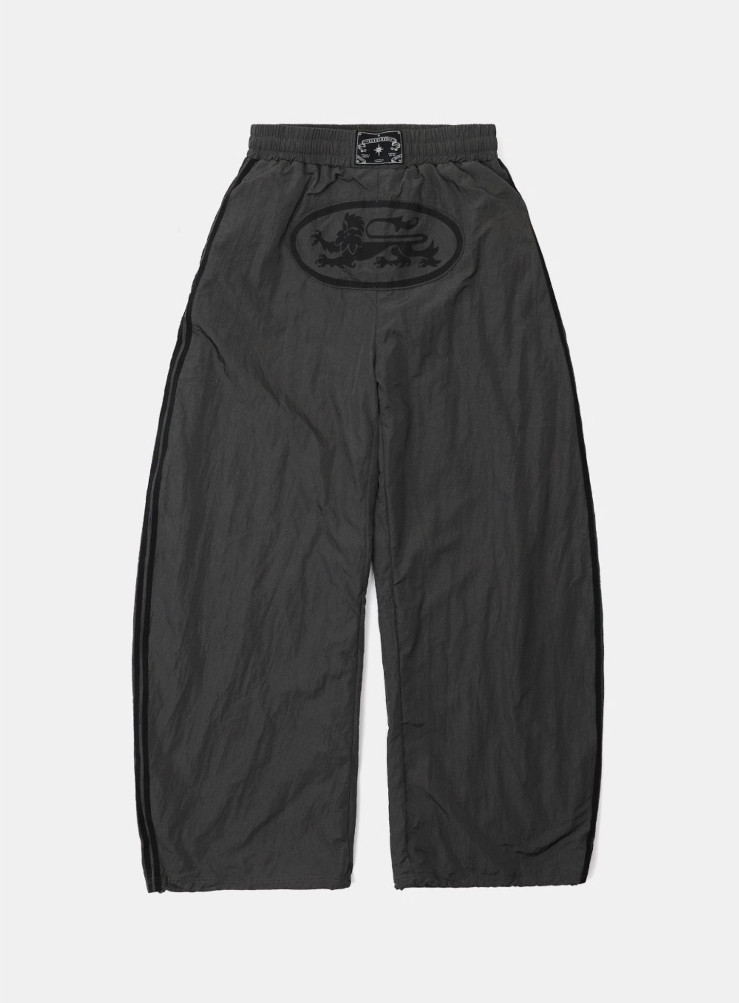Dark Billy Nylon Curved Track Pants - Charcoal Brown