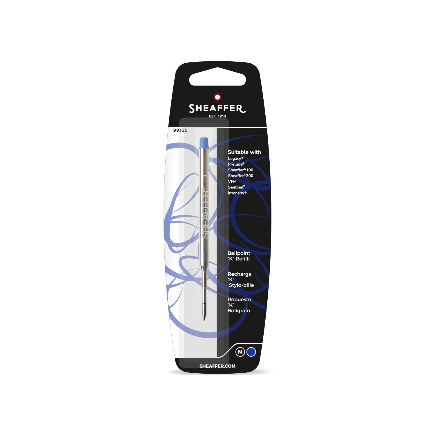 Sheaffer® Ballpoint Refill "K" Style - Blue  Medium - Blister Card