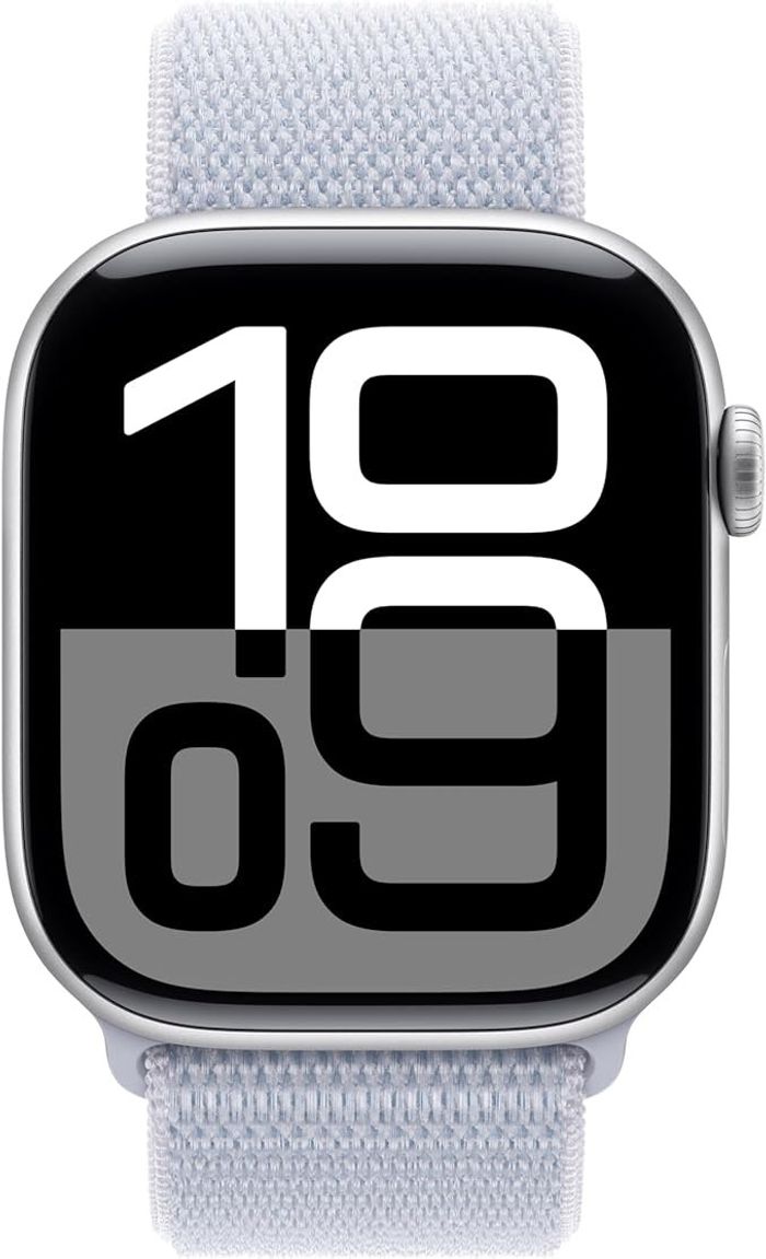 Apple Watch Series 10 GPS, 42mm, Silver Aluminium Case with Blue Cloud Sport Loop