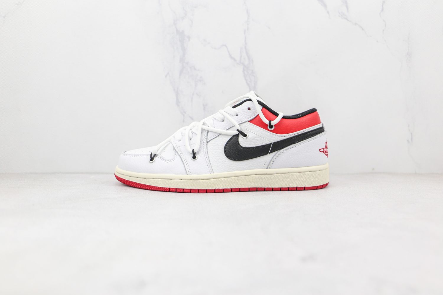 Off-White x Air Jordan 1 Low White Black University Red Shoes