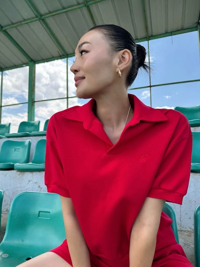Midi sleeve polo shirt