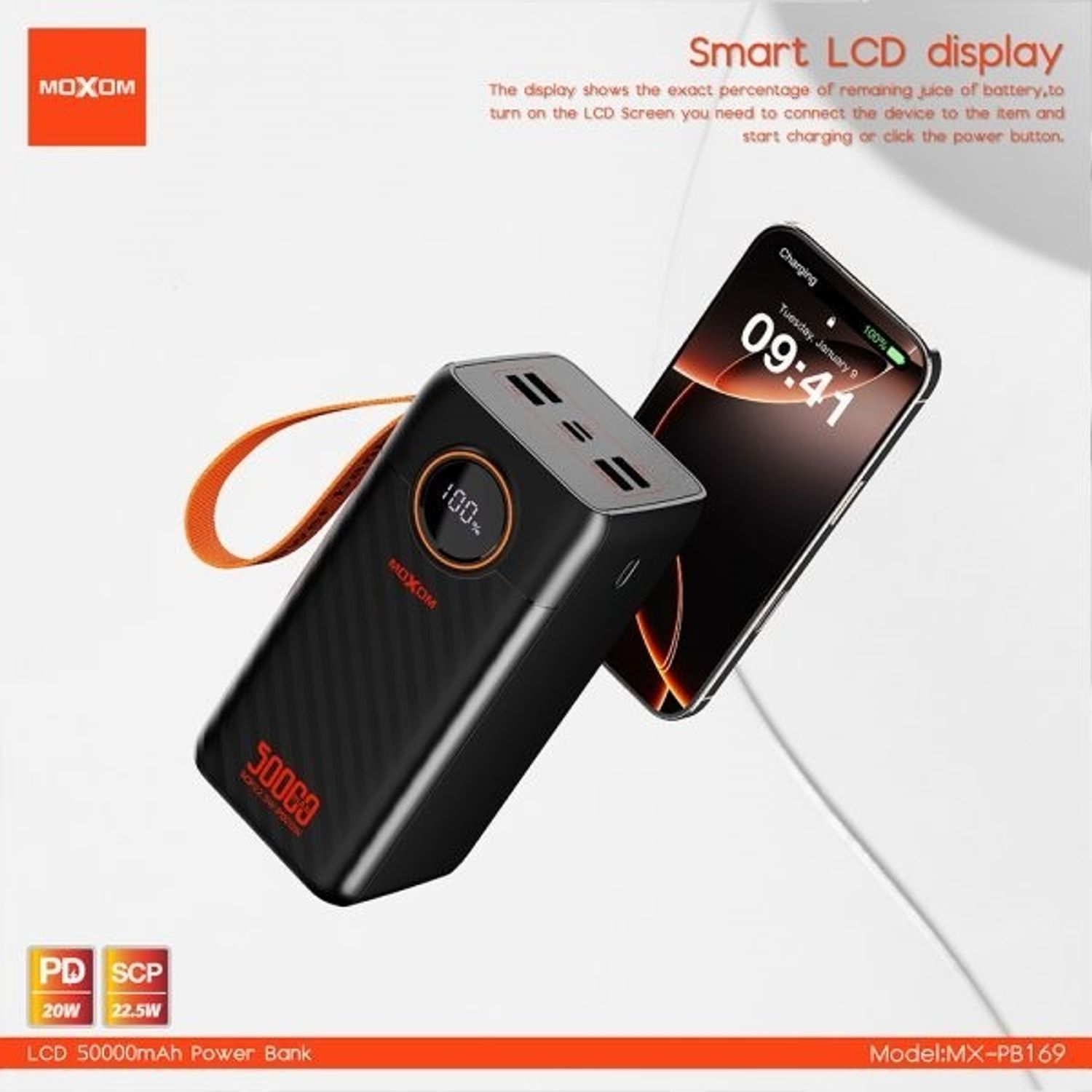 Moxom PB169 Том Багтаамжтай Зөөврийн Цэнэглэгч (Power Bank) 