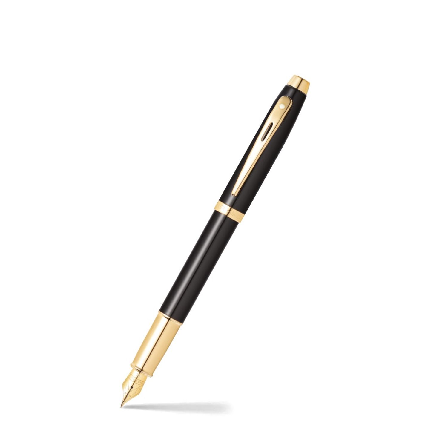 Sheaffer® 100 Glossy Black Lacquer Fountain Pen with Gold Tone Appointments and Medium Nib