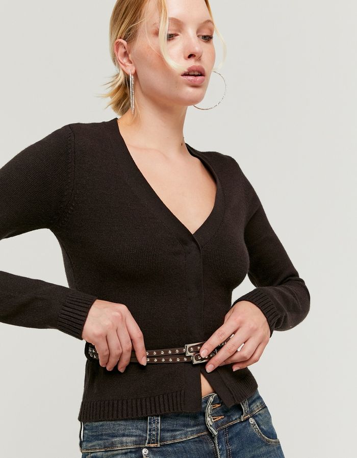 Brown Knitted Bolero with Belt