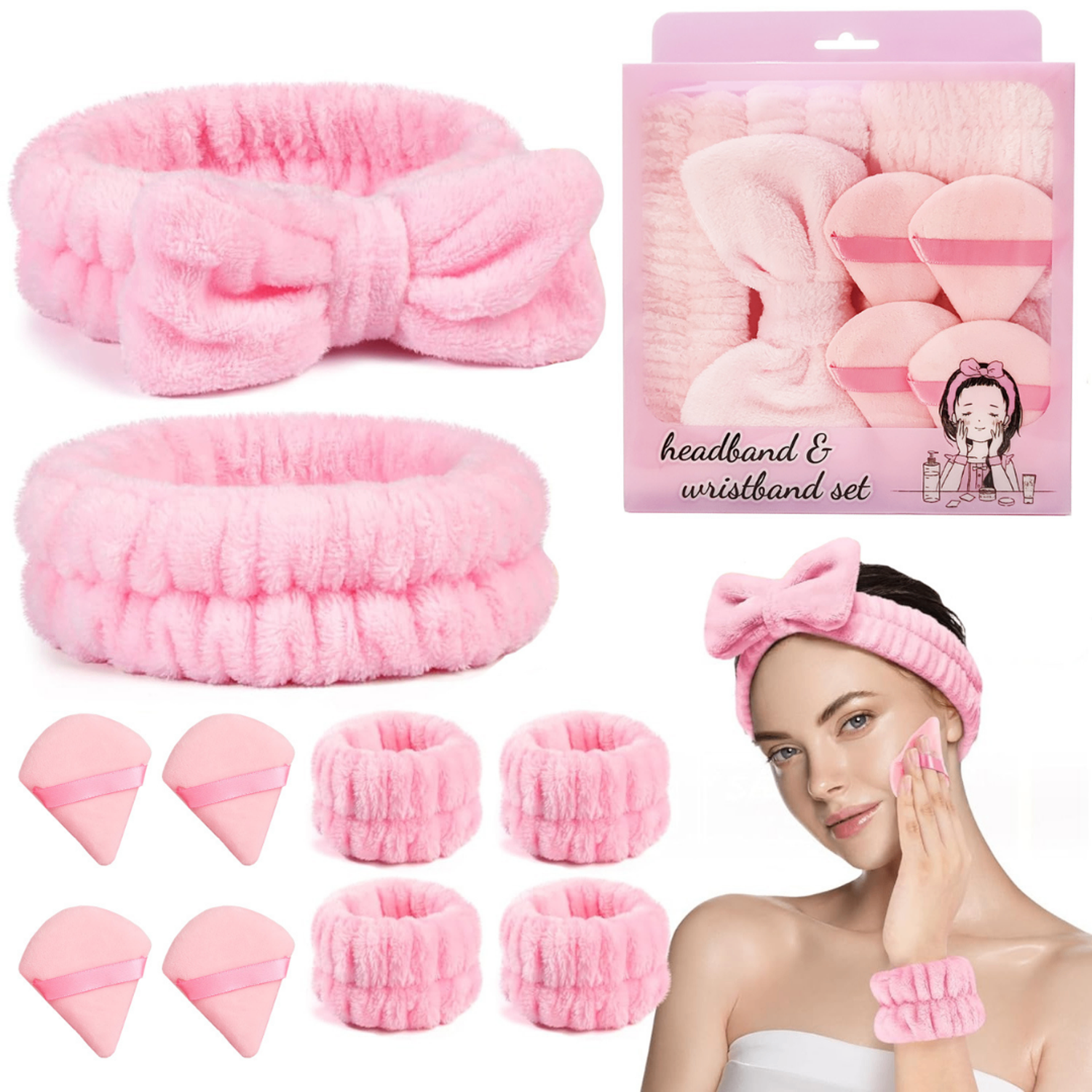 🎀 Skincare Headband & Wristband Set – Нүүр арчилгааны иж бүрдэл