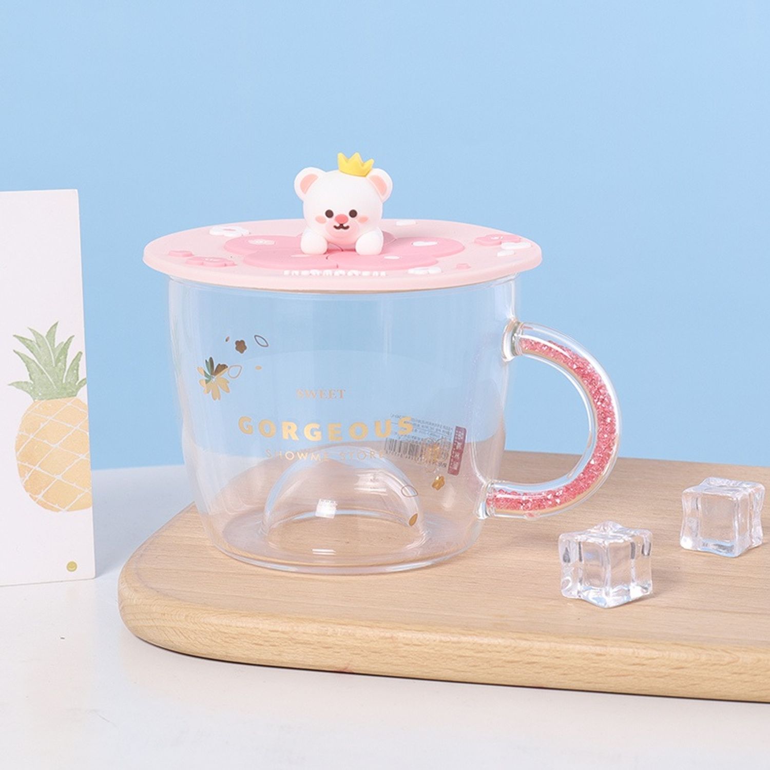 Sweet Pink Bear Series-Flower Paradise Glass(340ml)