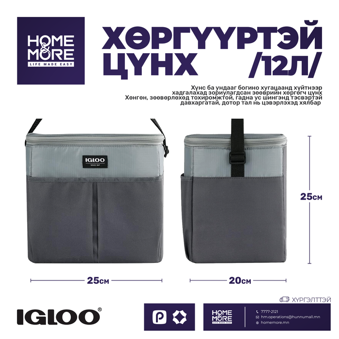 Igloo Insulated Cooler Bag - Gray