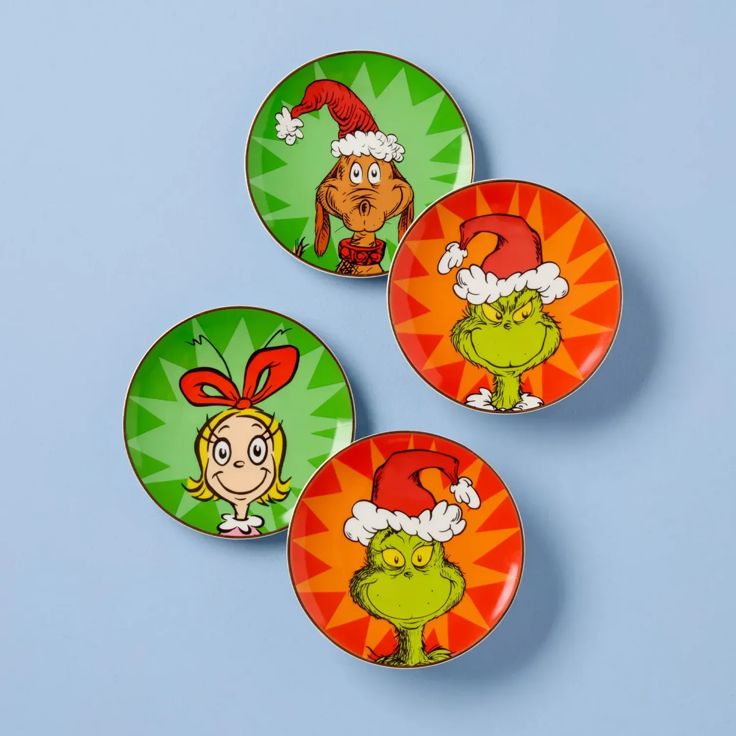Merry Grinchmas Tidbit Plates - Set of 4