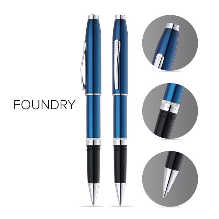 Foundry Glossy Translucent Blue  Rollerball Pen