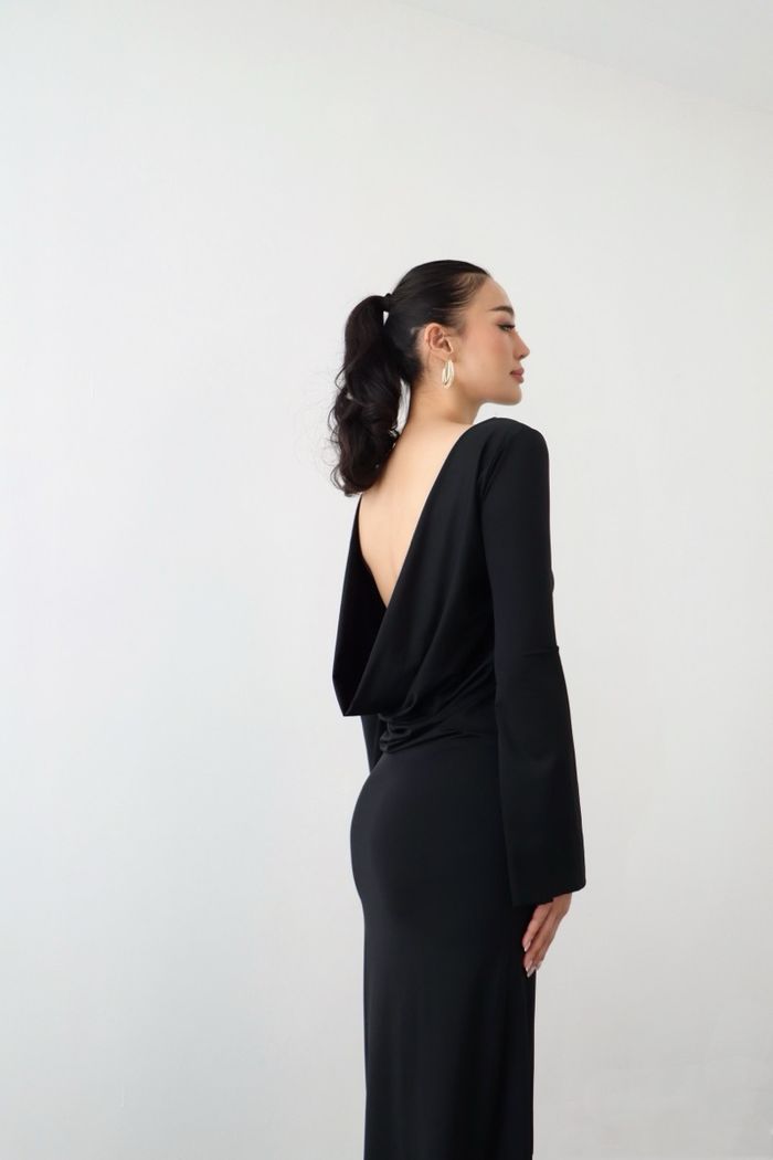 Backless maxi dress long sleeve