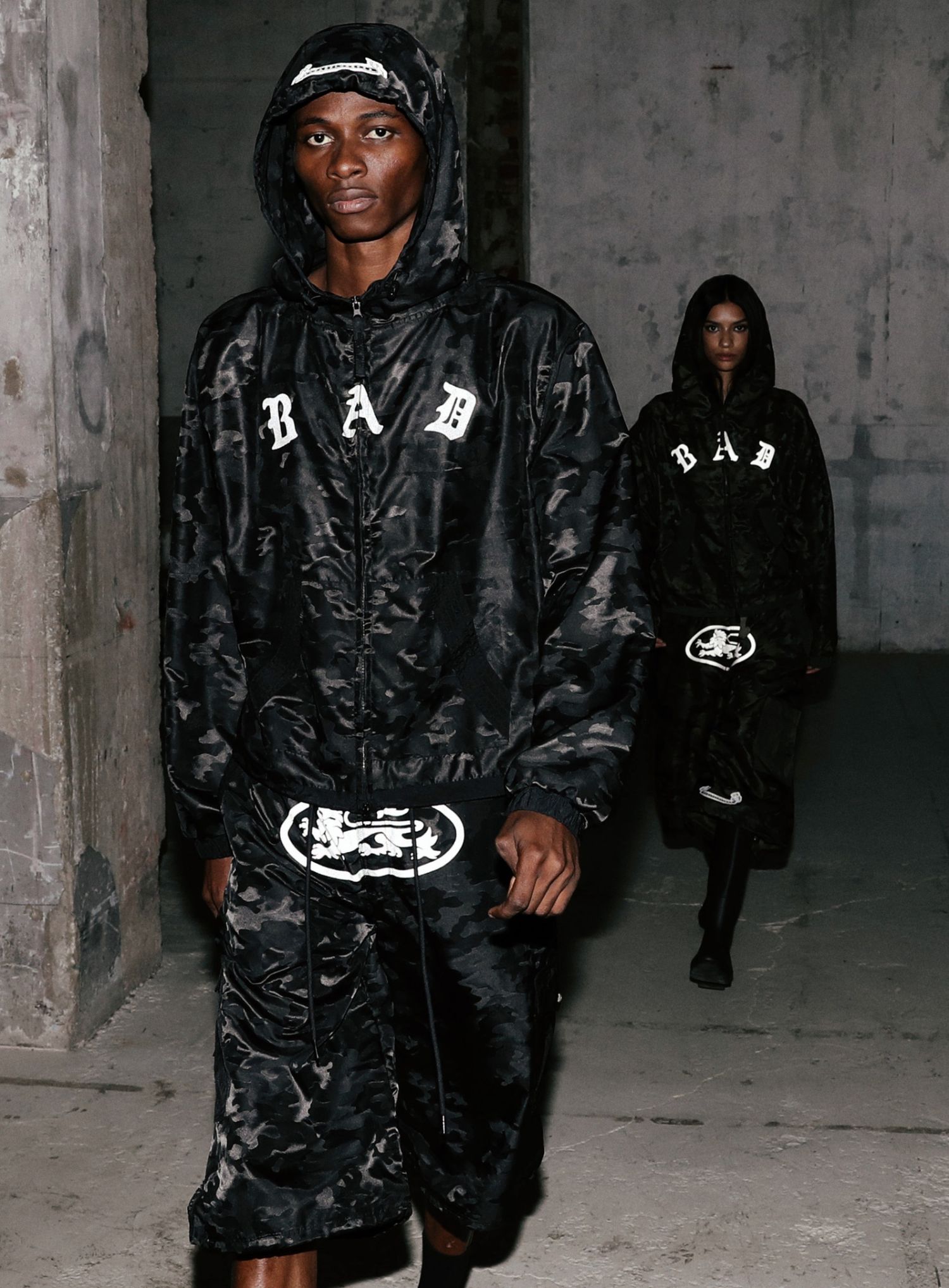 Mystic Nylon Reflective Hooded Zip-Up - Black Camo