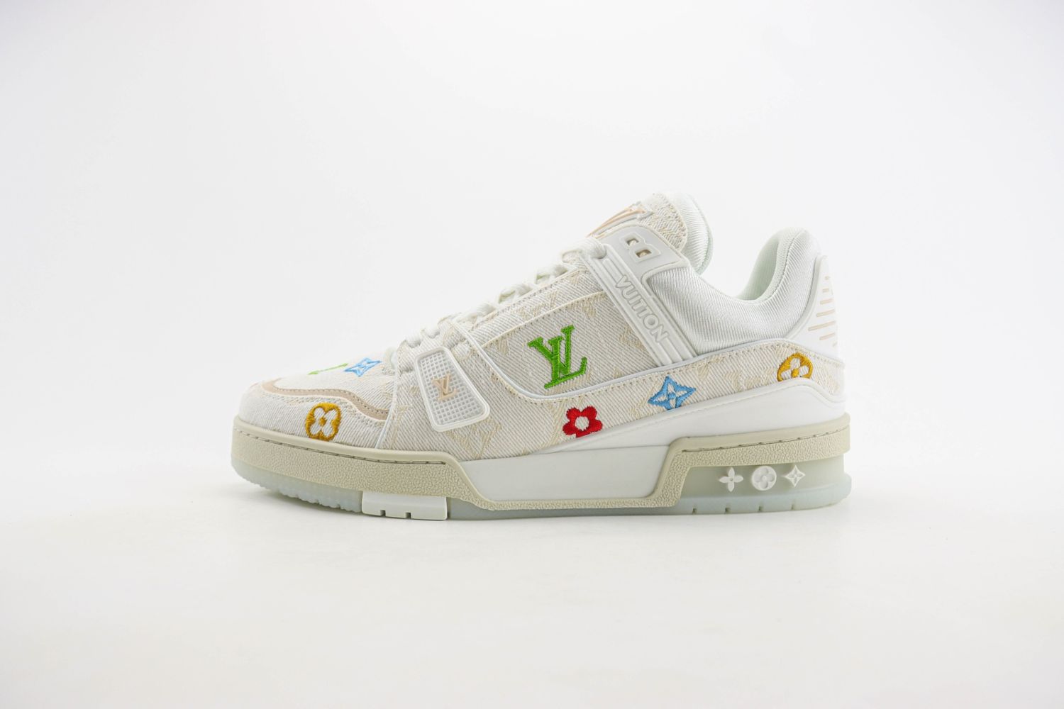 Louis vuitton TRAINER estampado floral bordado Branco