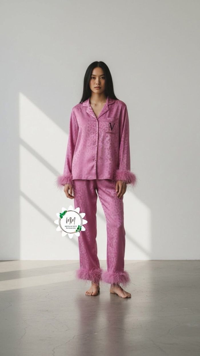 Pink V/S silk pajama