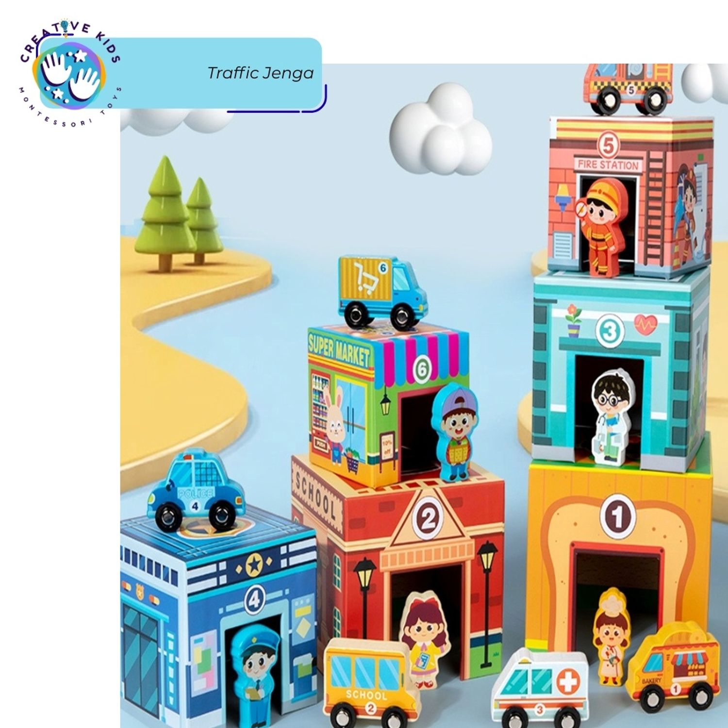 Замын хөдөлгөөний танин мэдэхүйн тоглоом Traffic Jenga 