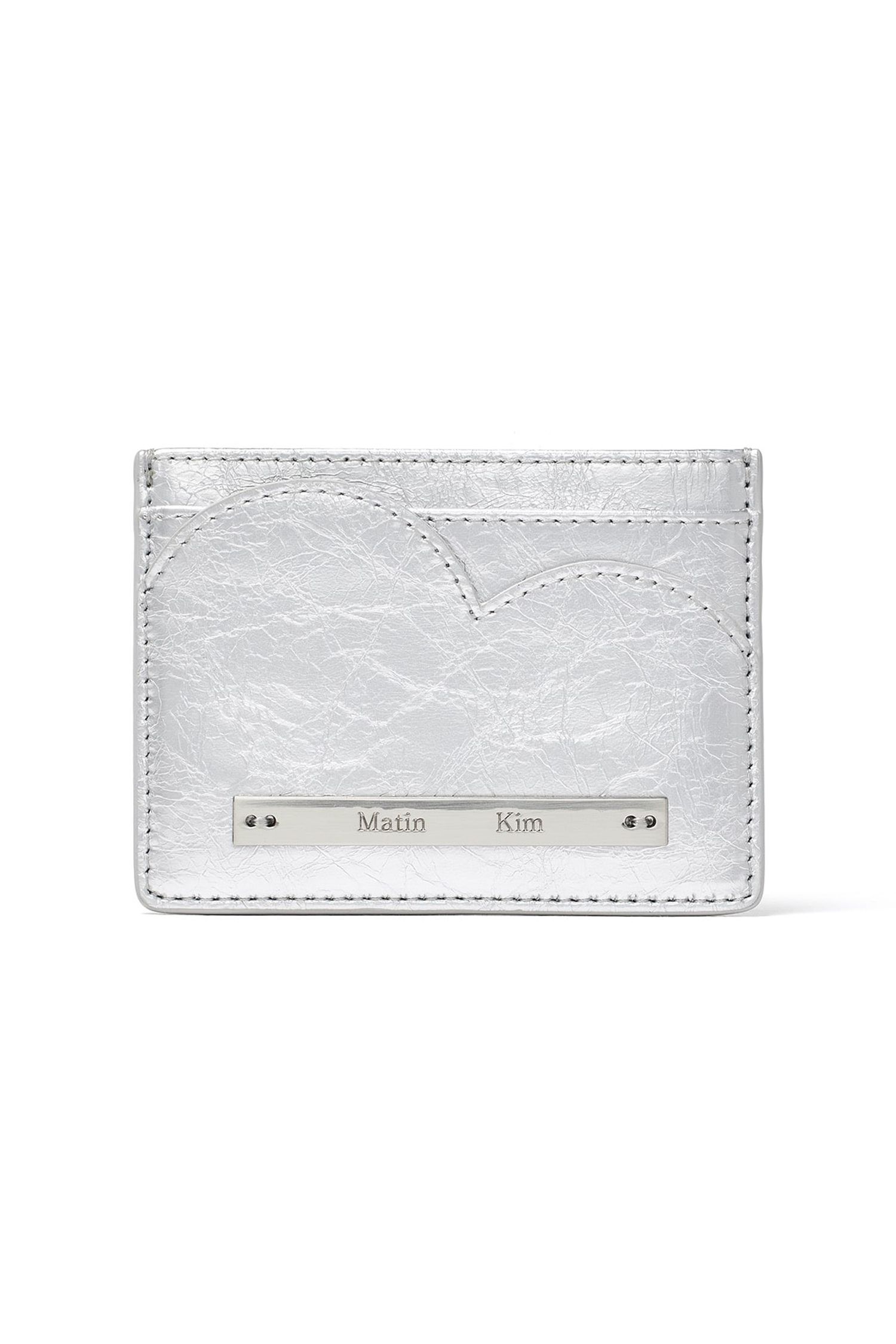 HEART WAVE ENAMEL CARD WALLET IN SILVER