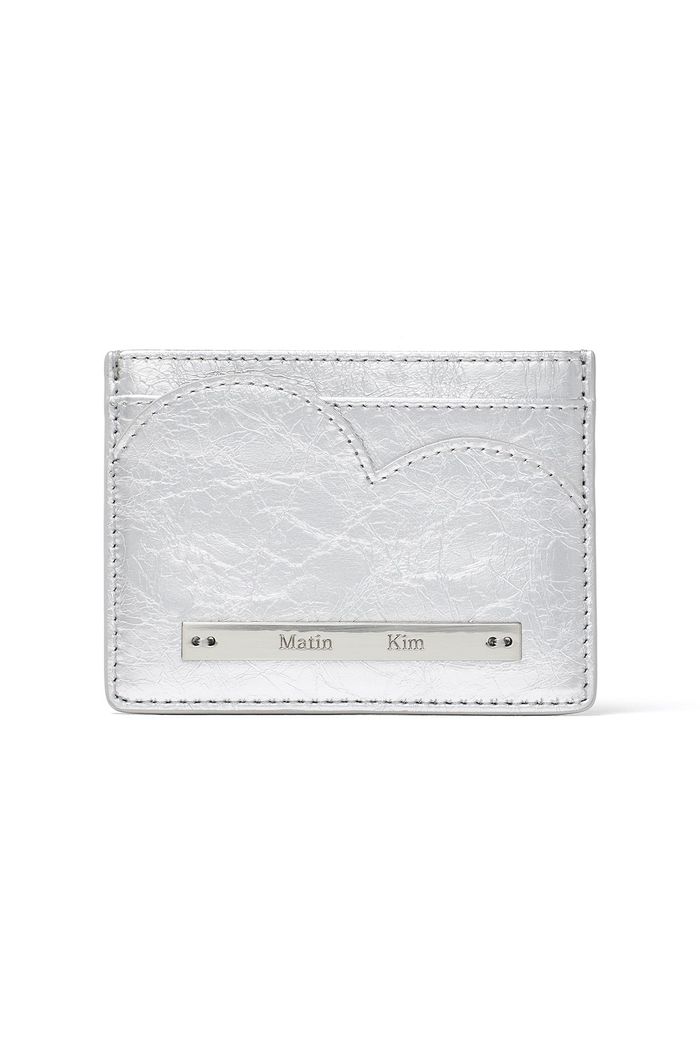HEART WAVE ENAMEL CARD WALLET IN SILVER