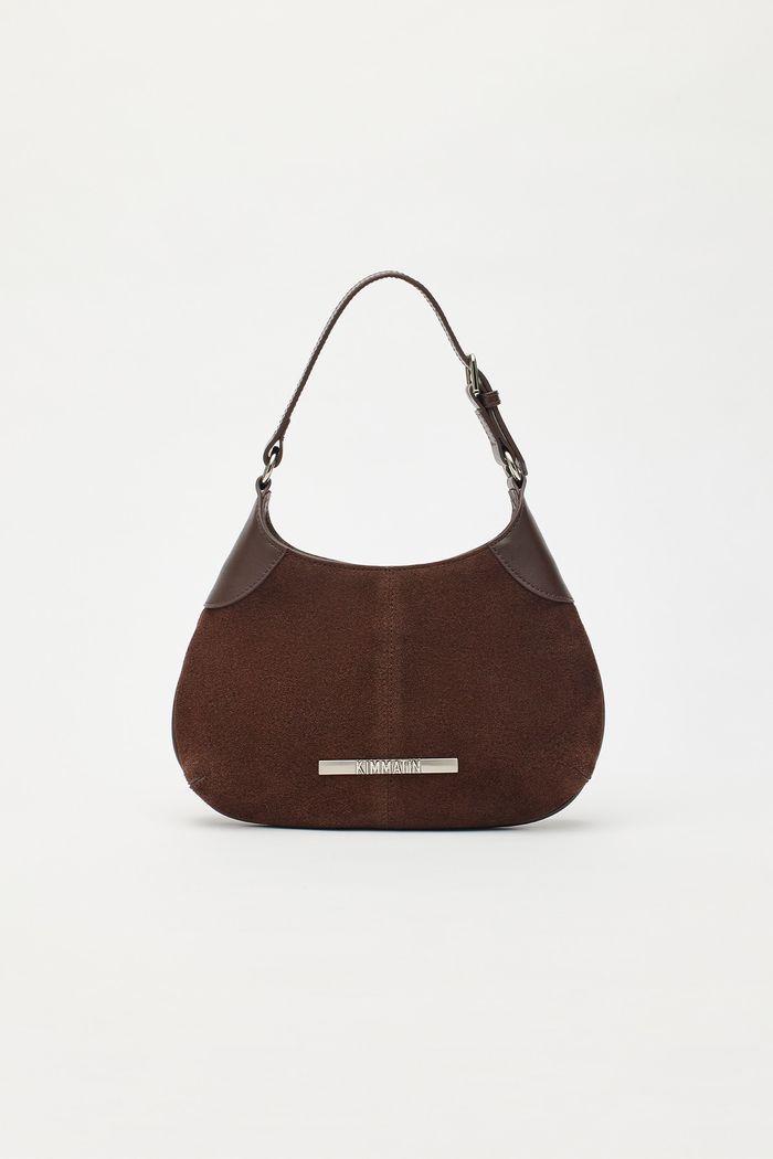TWO WAY SUEDE MINI HOBO BAG IN BROWN