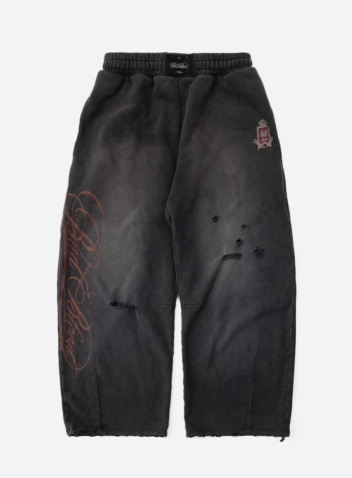 Royal Classic Distressed 2-Way Curved Jogger Trousers - Black