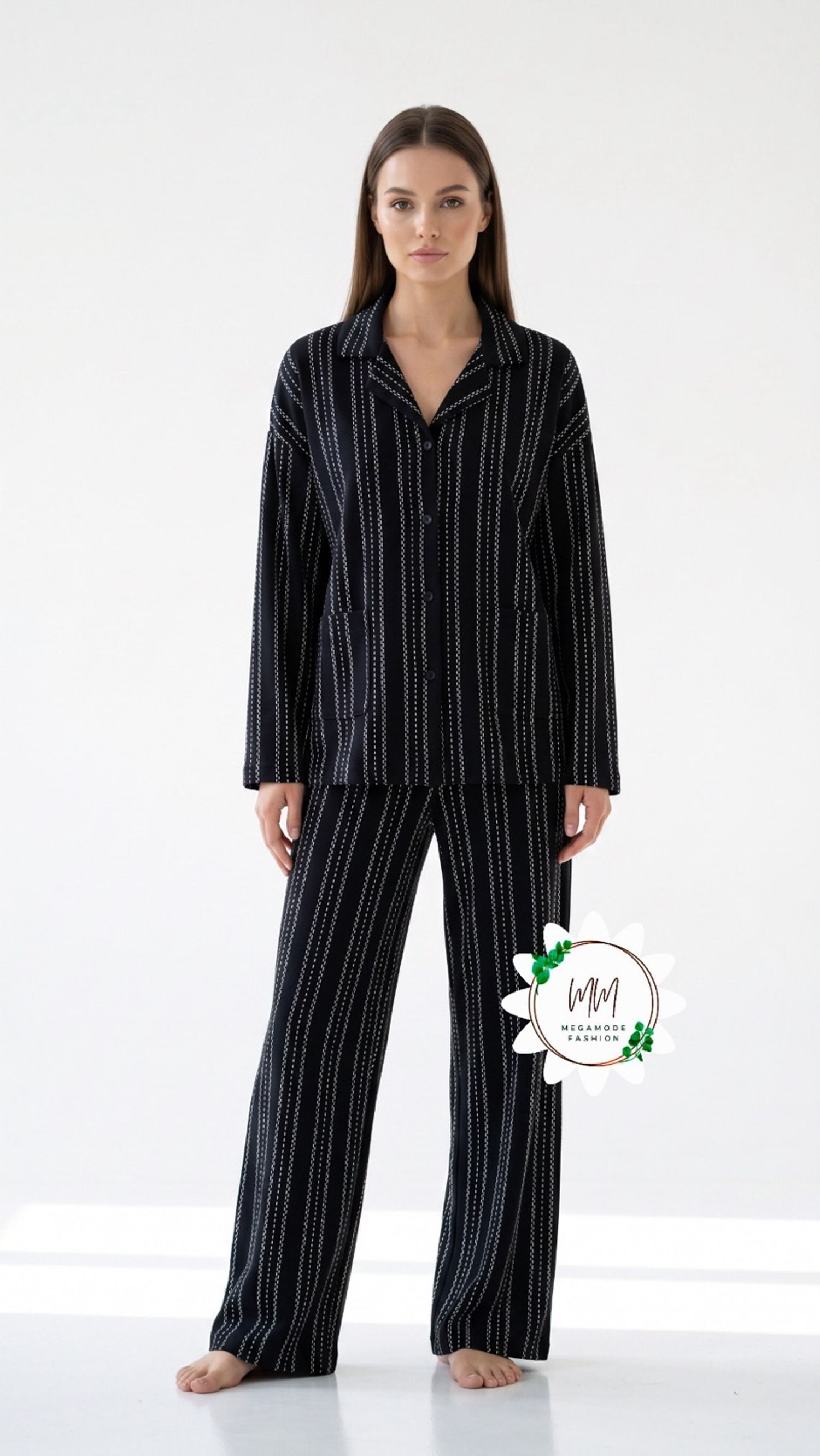 Women Black Cotton pajama