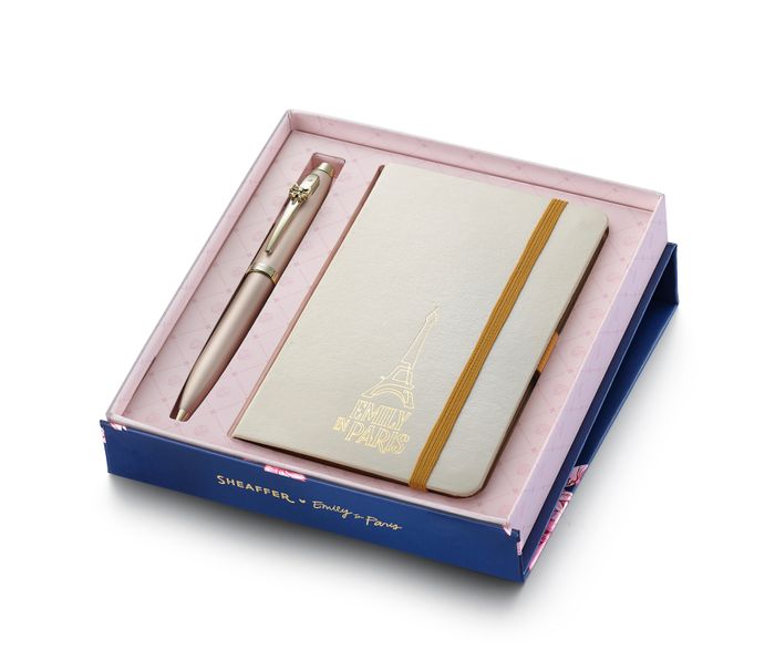 GIFT SET SHEAFFER EIP 100 G9377 CHAMPAGNE GOLD BODY CAP AND TRIMS BP WITH BEIGE SMALL NB