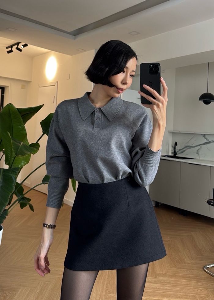 Polo Neck Pullover Sweater