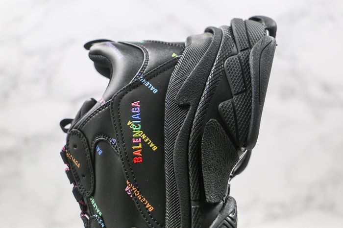 Balenciaga Triple S All Over Logo Print Black Chunky Low 