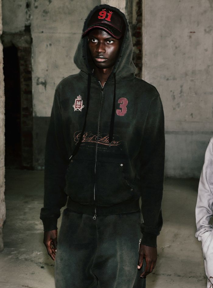 Royal Classic Distressed Hooded Zip-Up - Black