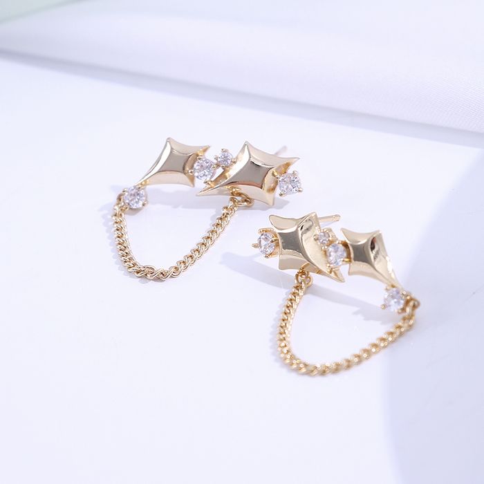 925 Silver Needle Star Tassel Earrings