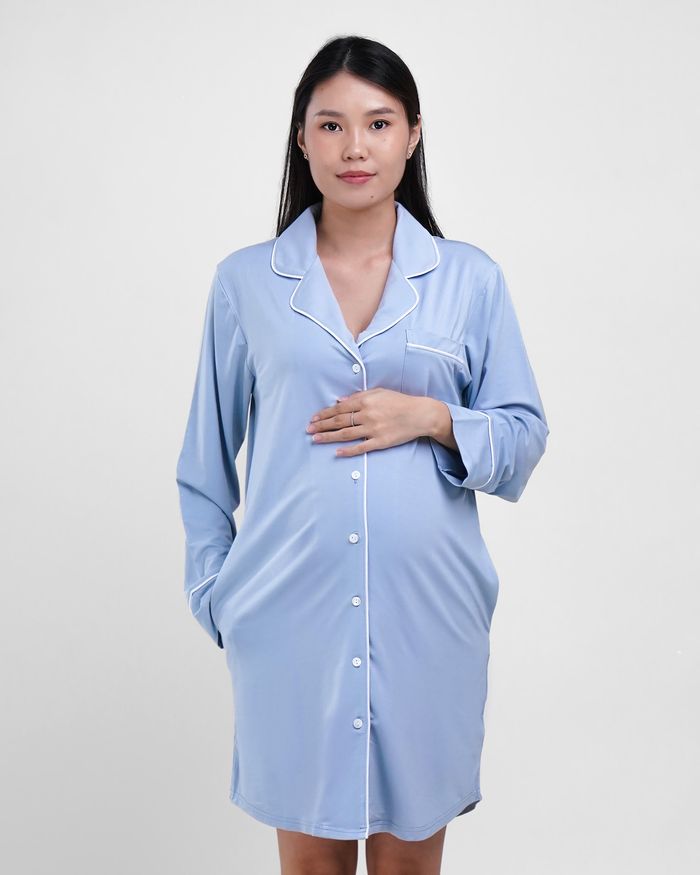 Maternity pajama dress blue