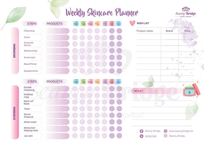 Beauty Planner 28 days