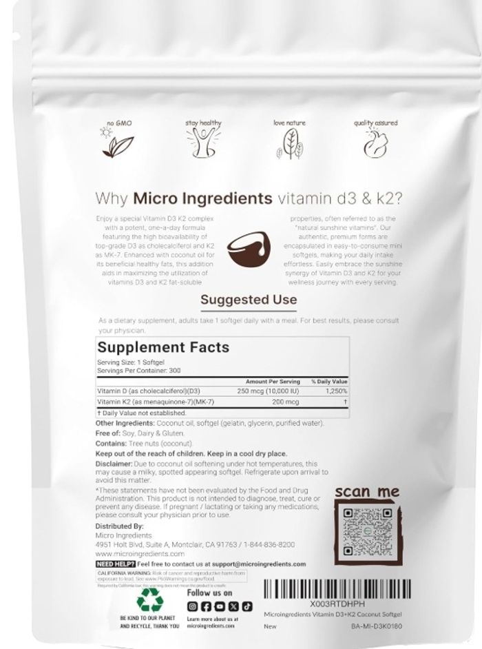  Vitamin D3 & K2 (10,000 IU + 200 mcg).
