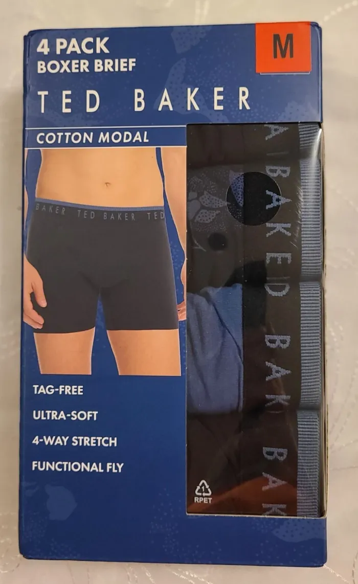 Ted Baker Men's 4-Pack Cotton Modal Boxer Brief, Multicolor, Size M