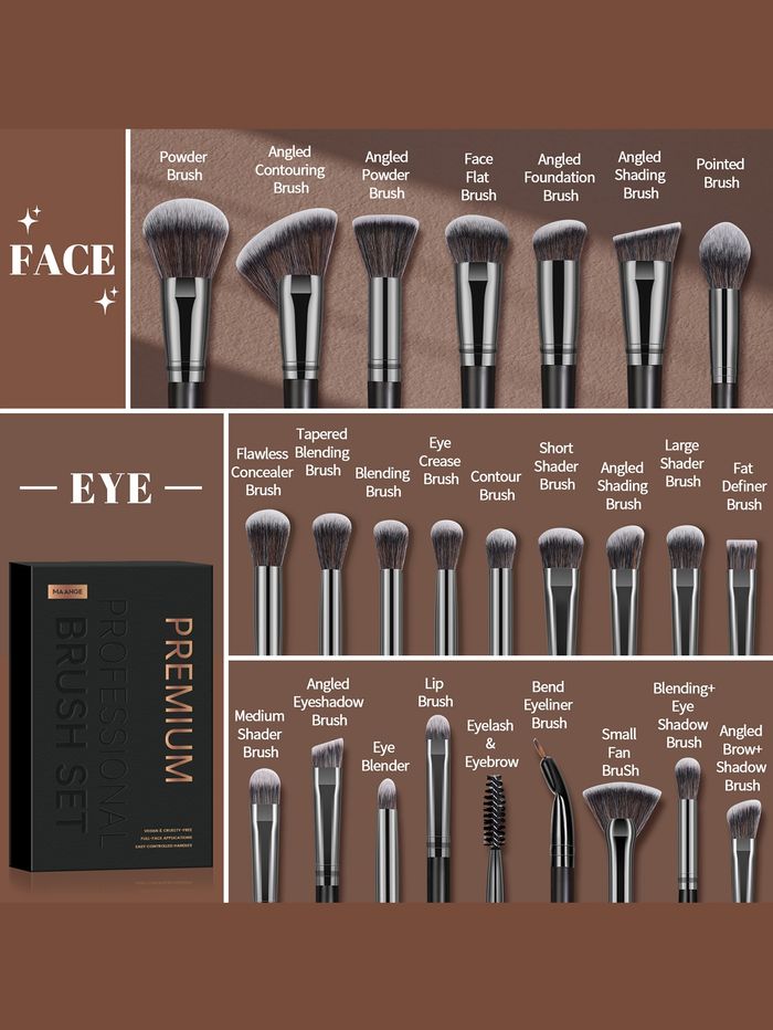 25pcs makeup brush with box