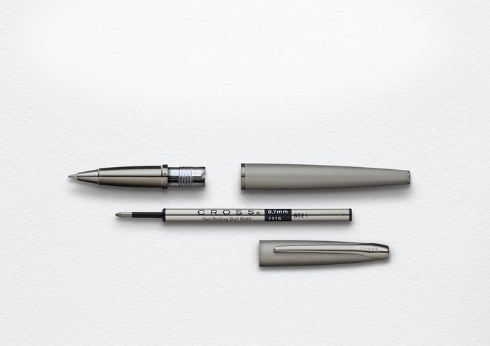 Cross ATX® Sandblasted Titanium Gray PVD Etched Diamond Pattern with Polished Titanium Gray PVD Appointments Selectip® Rollerball Pen