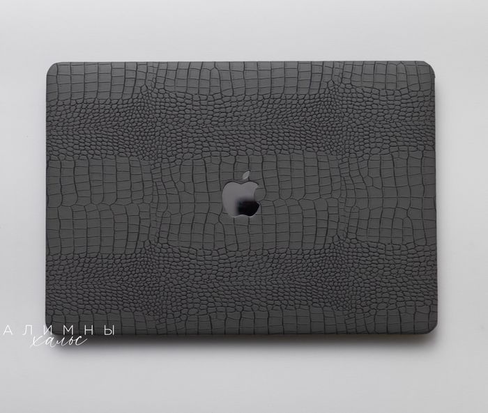 MacBook Case Crocodile Leather Grey