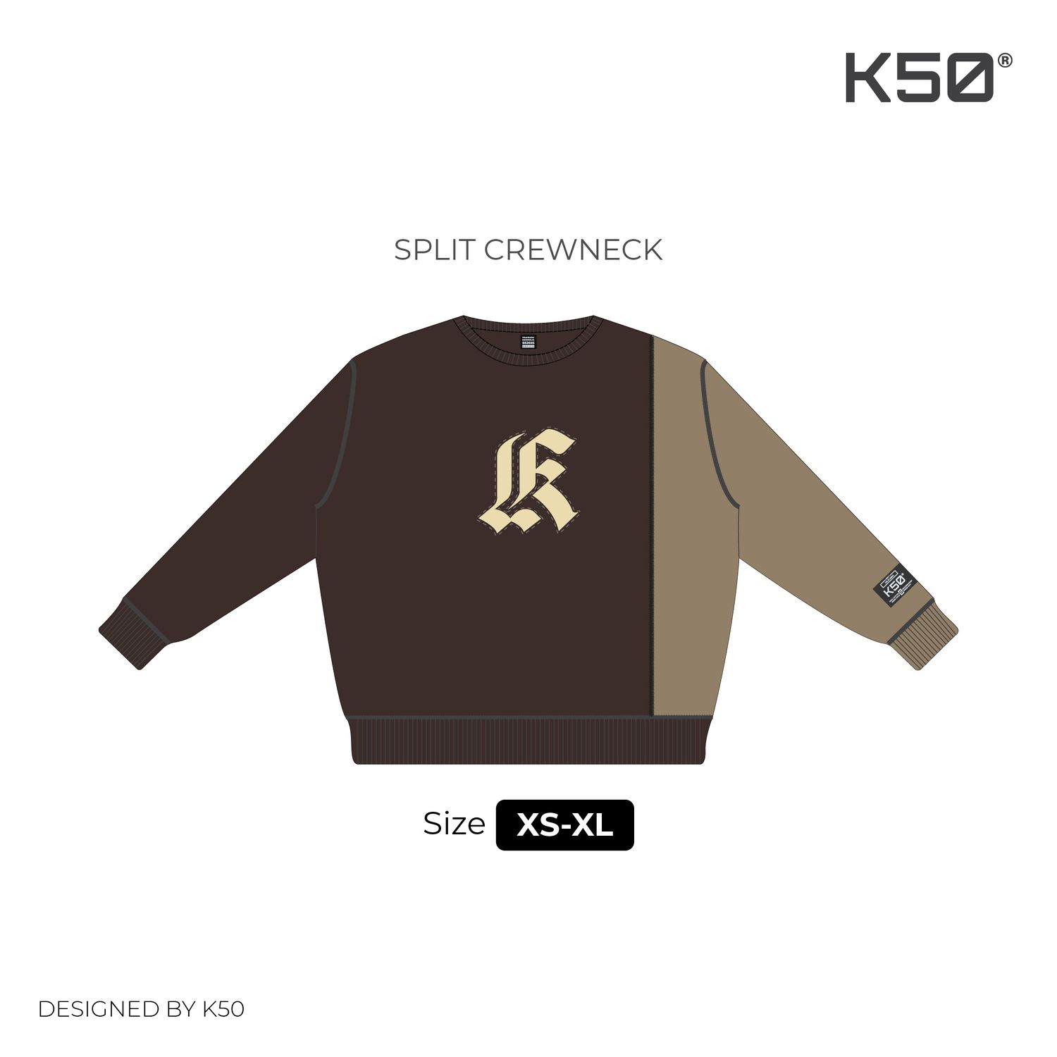 Split Crewneck - Brwn/Snd/Btrcrm