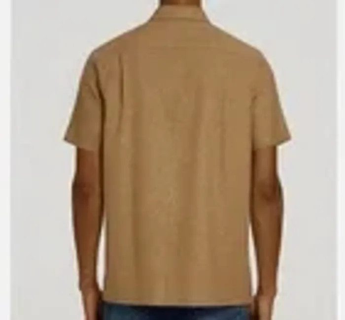 SHORT SLEEVE WOVEN, Tan, Size L