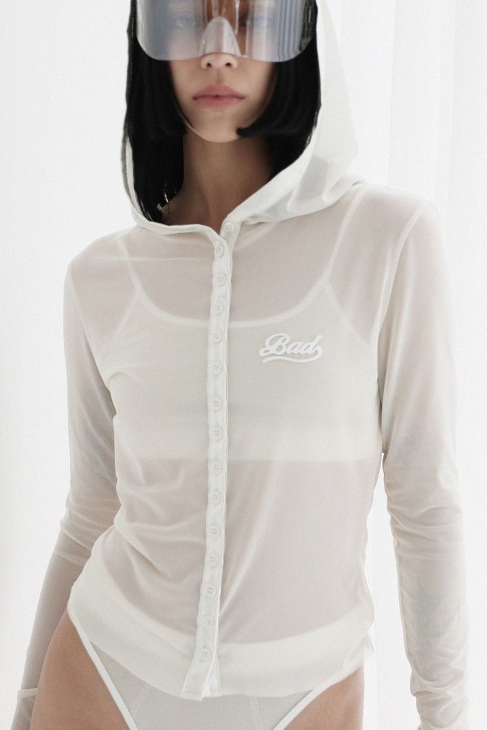 Breeze Button Up Hoodie Long Sleeve - Cream