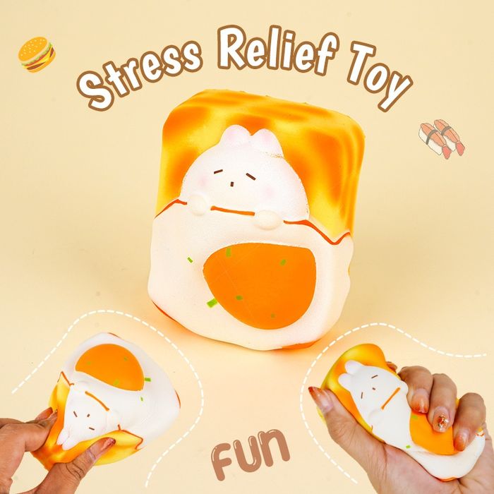 Egg Toast Bunny Food Series Stress Relief Toy (Colorful)