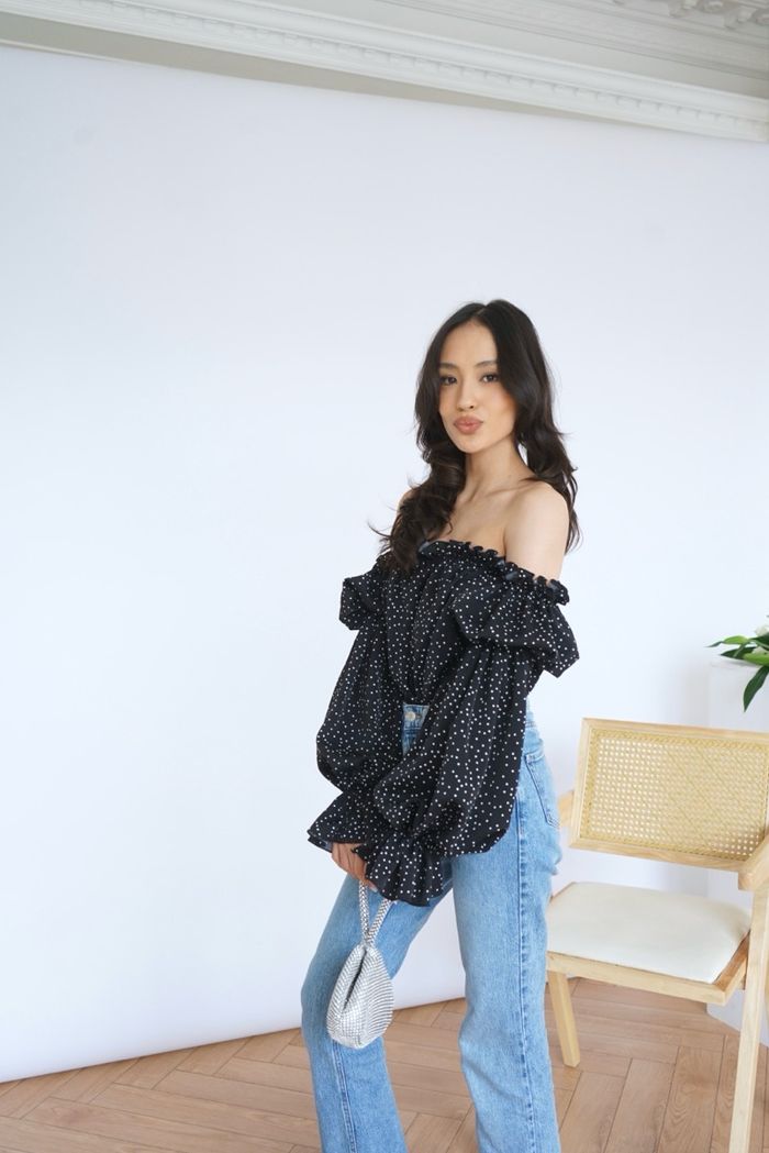 Black Polka Off Shoulder