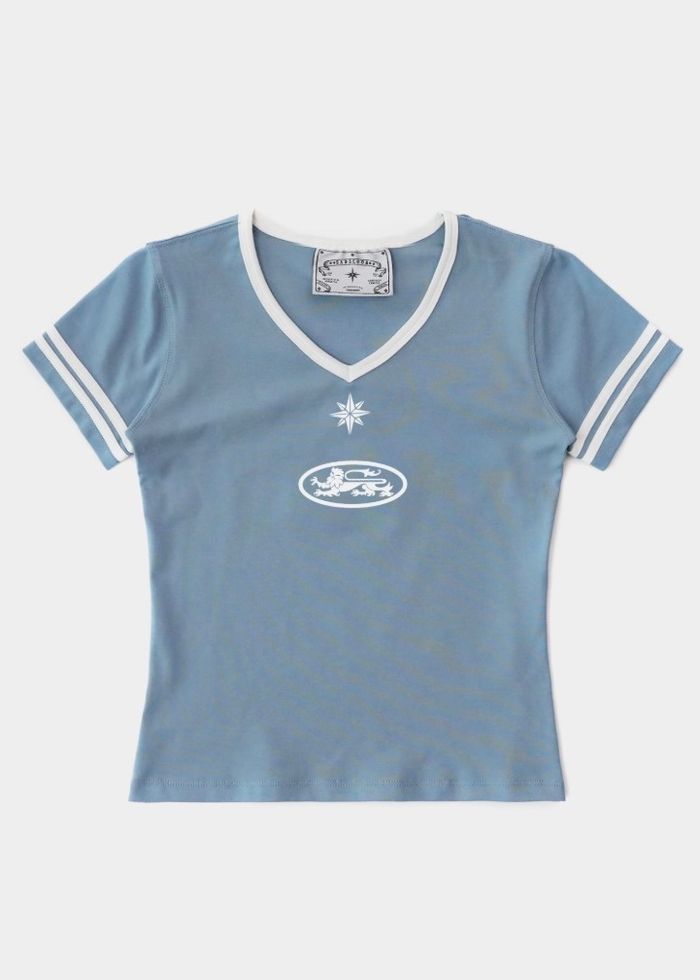 91 V-neck jersey T-shirt - Light Blue