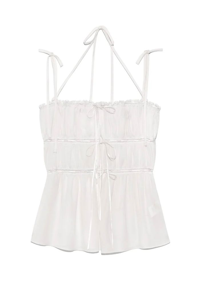 DREAMY LACE SHIRRING TOP - WHITE