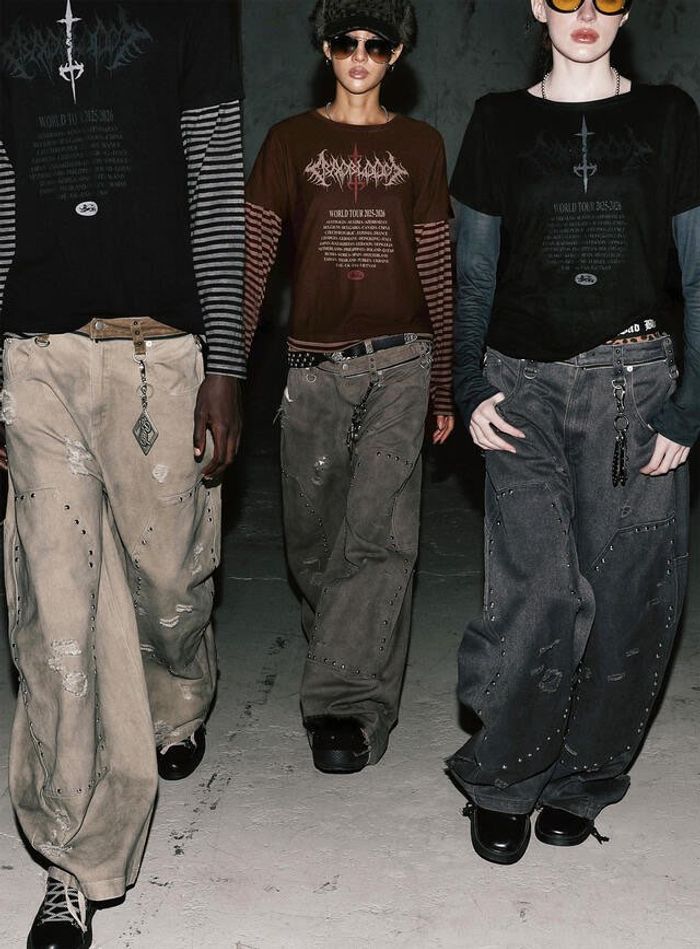 2025 World Tour Layered Long Sleeve - Burgundy/Striped