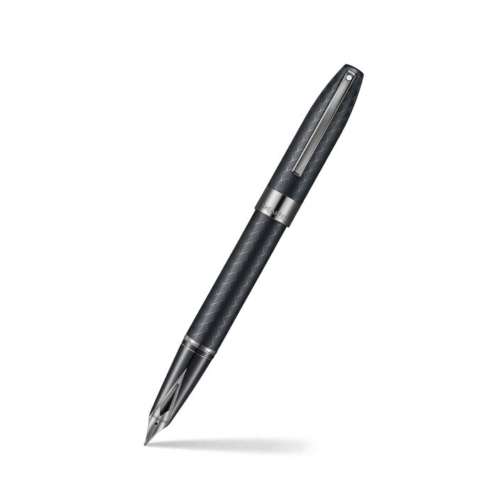 PEN SHEAFFER LEGACY CHEVRON MATTE BLACK WITH IP GUN METAL NIB AND TRIMS FP MEDIUM