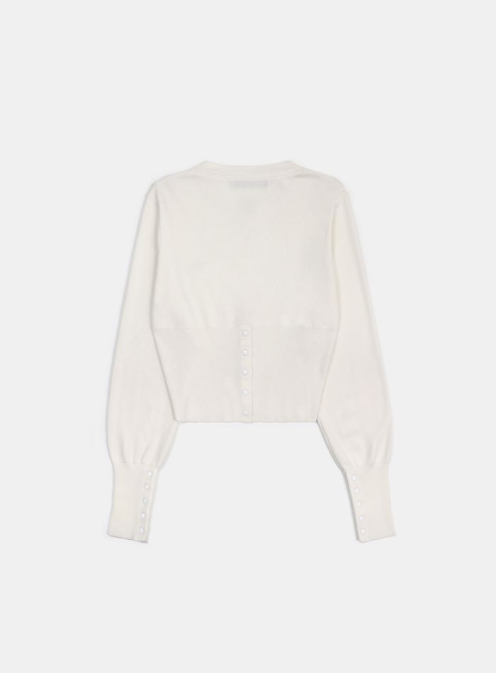 Pure Classic Button Up Round Cardigan - White