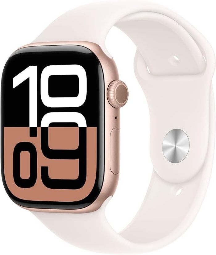 Apple Watch Series 10 GPS, 42mm, Rose Gold Aluminium Case with Light Blush Sport Band 