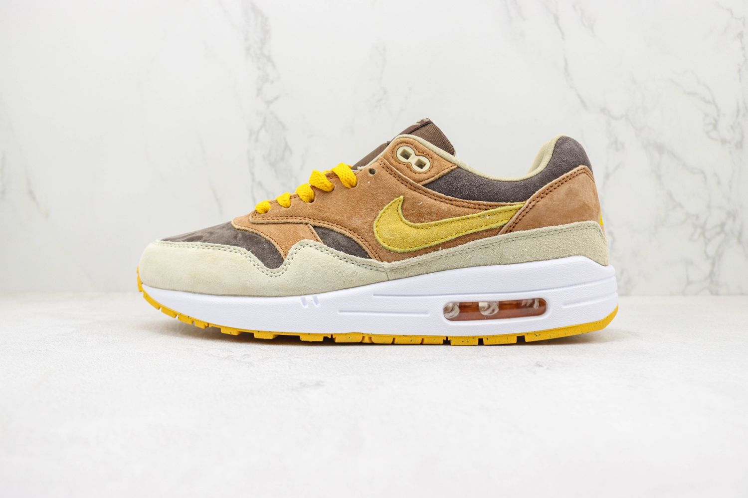 Nike Air Max 1 PRM Duck Pecan Yellow Ochre Baroque Brown 