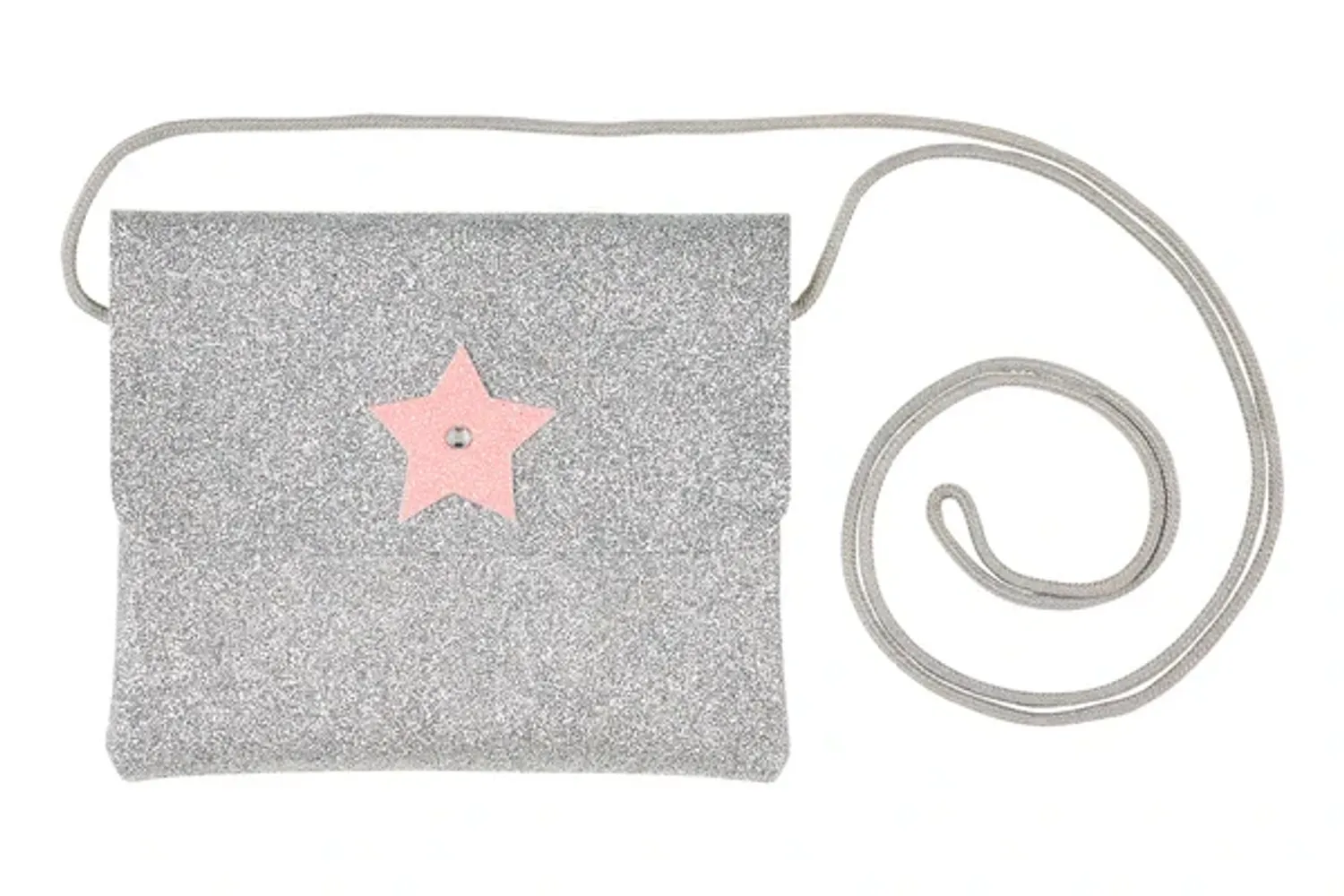 Bag Bapke silver glitter, pink star